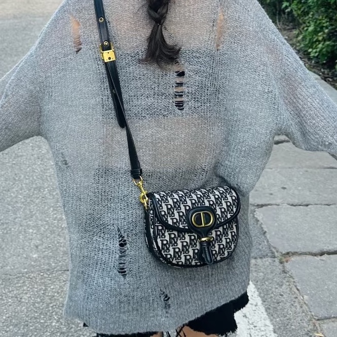 🌷DIOR迪奧經典老花帆布刺繡bobby 波比小號馬鞍包單肩斜挎包-2