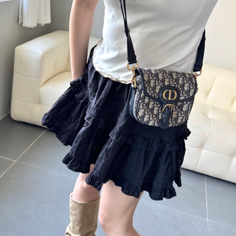 🌷DIOR迪奧經典老花帆布刺繡bobby 波比小號馬鞍包單肩斜挎包-6