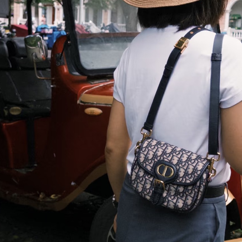 🌷DIOR迪奧經典老花帆布刺繡bobby 波比小號馬鞍包單肩斜挎包-7
