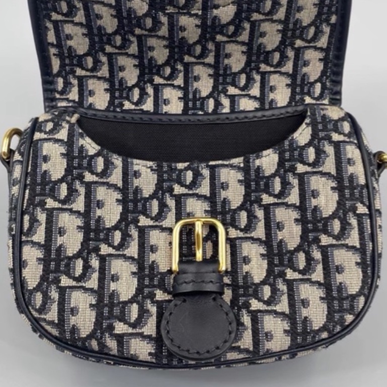 🌷DIOR迪奧經典老花帆布刺繡bobby 波比小號馬鞍包單肩斜挎包-15