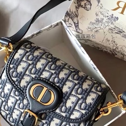 🌷DIOR迪奧經典老花帆布刺繡bobby 波比小號馬鞍包單肩斜挎包-21