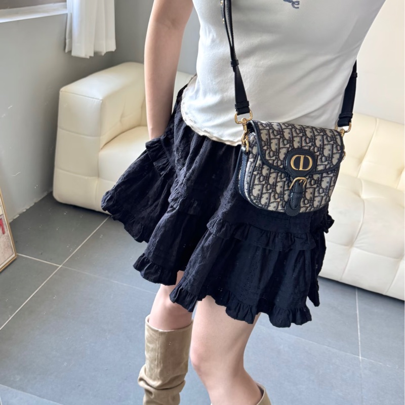 🌷DIOR迪奧經典老花帆布刺繡bobby 波比小號馬鞍包單肩斜挎包-24