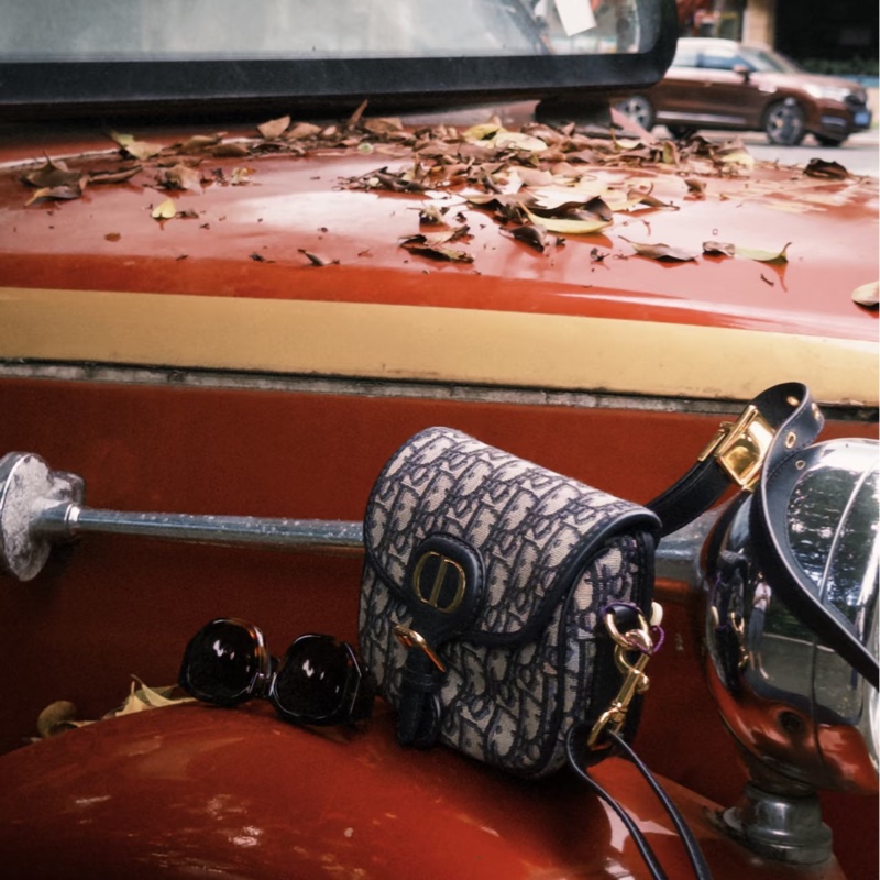 🌷DIOR迪奧經典老花帆布刺繡bobby 波比小號馬鞍包單肩斜挎包-25