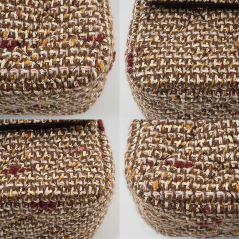 香奈兒絎縫肩背包,斜紋軟呢,棕色,鏈條,單蓋-18