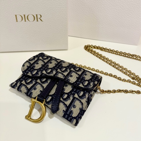 CHRISTIAN DIOR SADDLE 斜背包 PD3352軍藍 馬鞍 MINI 金鏈 兩用 斜背 腰包
