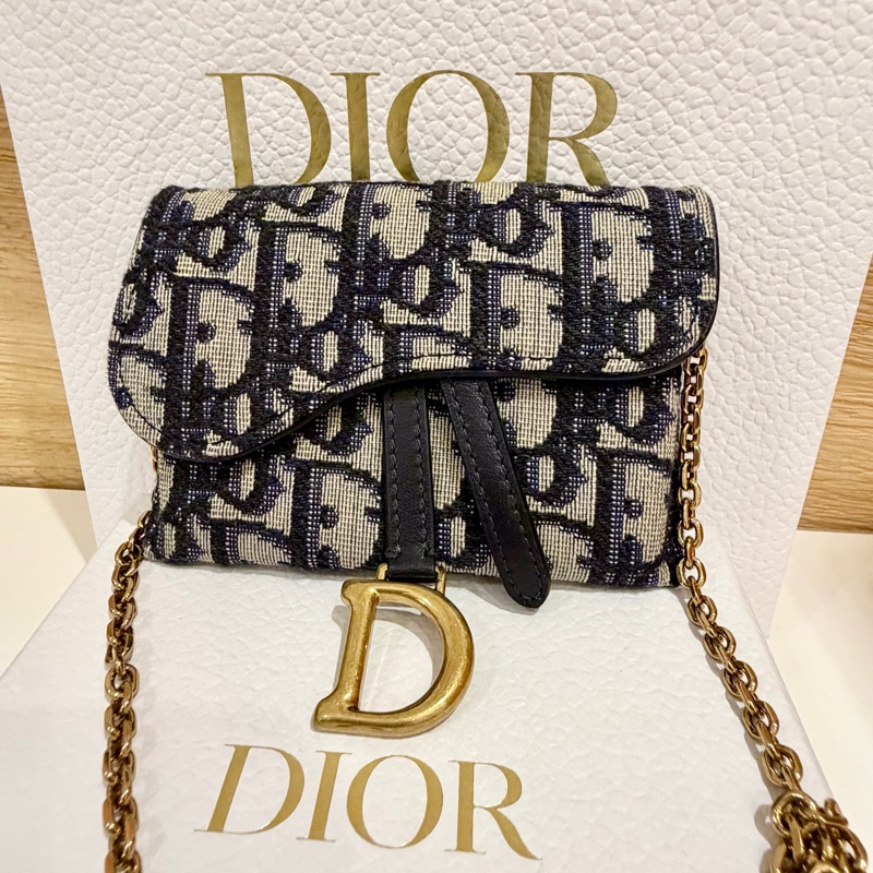 CHRISTIAN DIOR SADDLE 斜背包 PD3352軍藍 馬鞍 MINI 金鏈 兩用 斜背 腰包-2