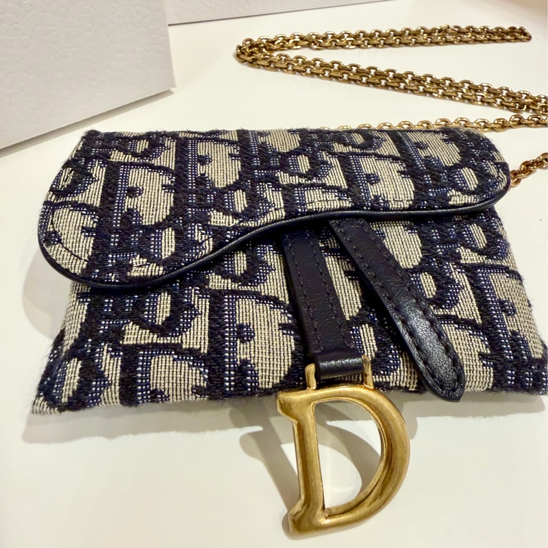 CHRISTIAN DIOR SADDLE 斜背包 PD3352軍藍 馬鞍 MINI 金鏈 兩用 斜背 腰包-3