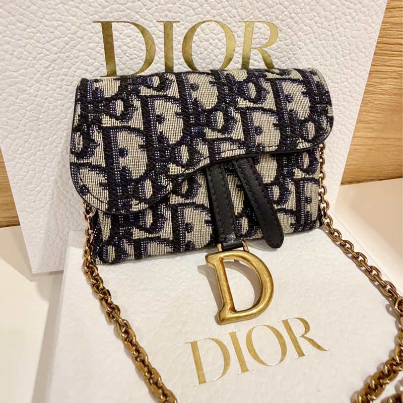 CHRISTIAN DIOR SADDLE 斜背包 PD3352軍藍 馬鞍 MINI 金鏈 兩用 斜背 腰包-4
