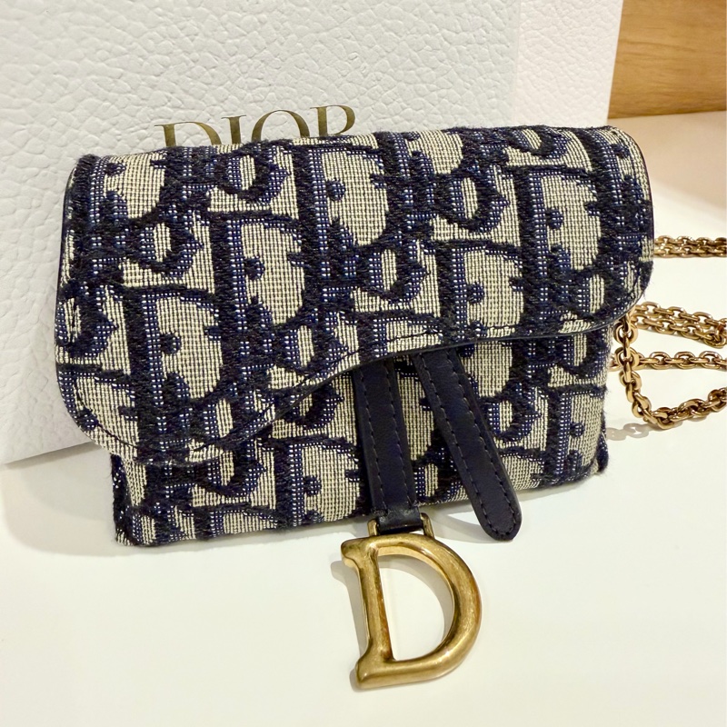 CHRISTIAN DIOR SADDLE 斜背包 PD3352軍藍 馬鞍 MINI 金鏈 兩用 斜背 腰包-7
