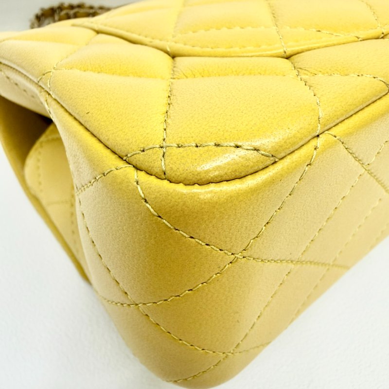 CHANEL - 芥末黃羊皮淡金釦手提把- Coco 20 cm-9