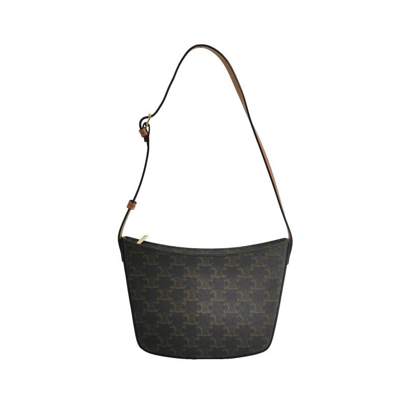 Celine Croque中型牛皮凱旋門印花單肩包-0