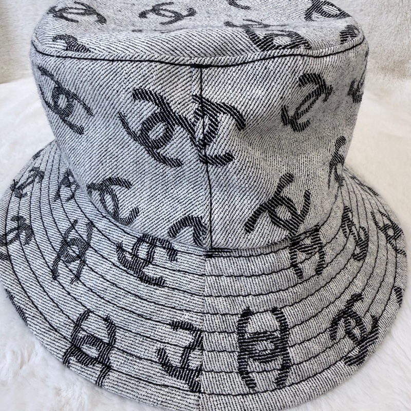 Chanel✨ 灰色雙C牛仔漁夫帽 #M-4