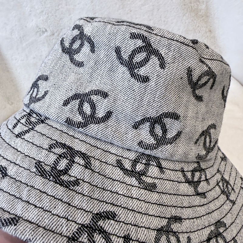 Chanel✨ 灰色雙C牛仔漁夫帽 #M-5