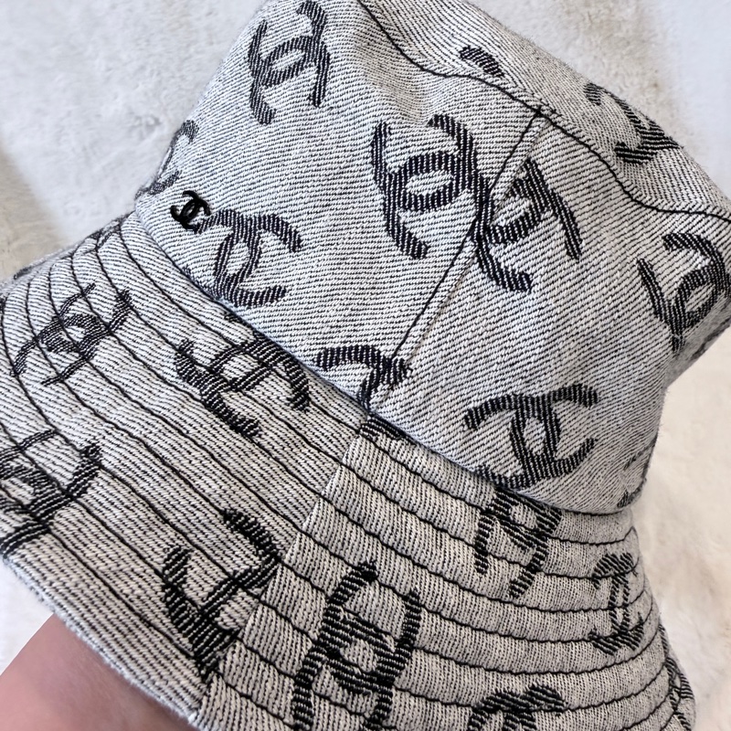 Chanel✨ 灰色雙C牛仔漁夫帽 #M-6