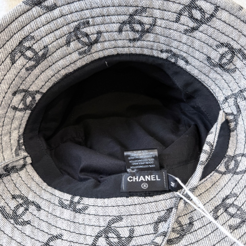 Chanel✨ 灰色雙C牛仔漁夫帽 #M-8