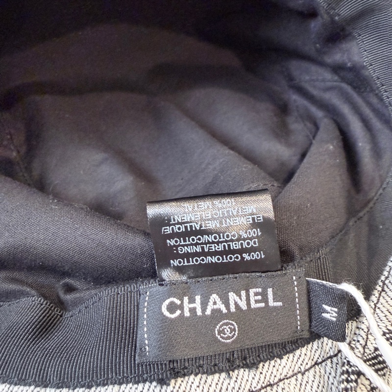 Chanel✨ 灰色雙C牛仔漁夫帽 #M-9