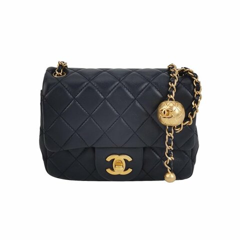 Chanel Classic Flap季節限定款方胖子羊皮菱格絎縫金球雙C扣皮穿鏈斜背包單肩包