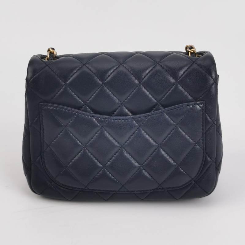 Chanel Classic Flap季節限定款方胖子羊皮菱格絎縫金球雙C扣皮穿鏈斜背包單肩包-4