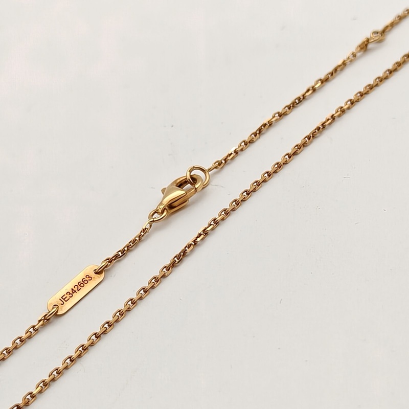 VAN CLEEF&ARPELS VintageAlhambra中號單花項鏈老扣18K黃金/縞瑪瑙-3