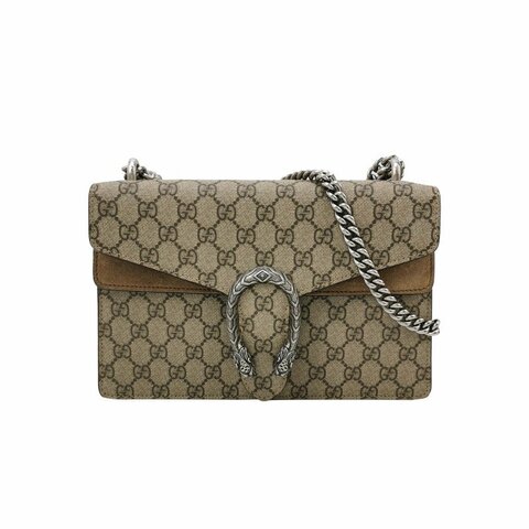 Gucci Dionysus酒神包中翻毛皮GG老花雙虎頭搭扣單肩包