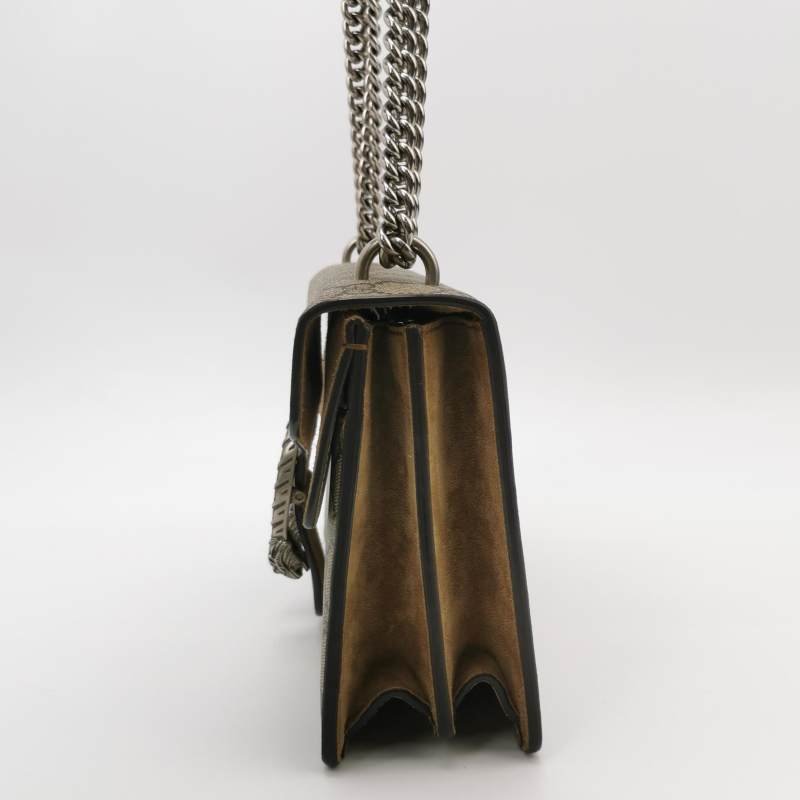 Gucci Dionysus酒神包中翻毛皮GG老花雙虎頭搭扣單肩包-2