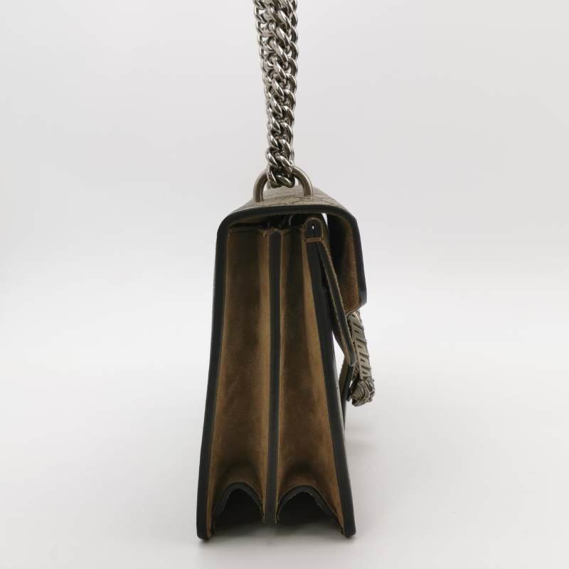 Gucci Dionysus酒神包中翻毛皮GG老花雙虎頭搭扣單肩包-3