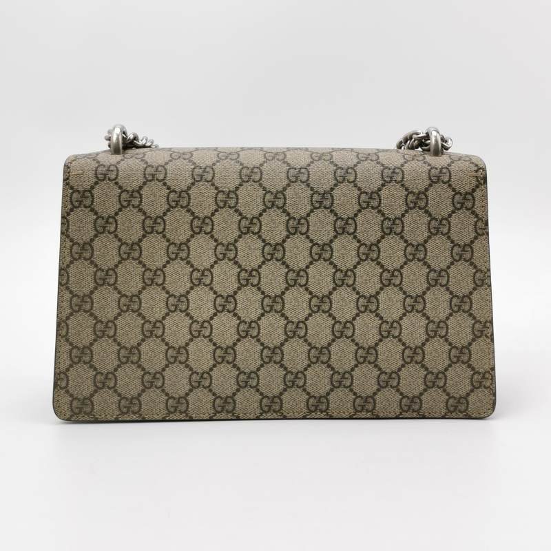 Gucci Dionysus酒神包中翻毛皮GG老花雙虎頭搭扣單肩包-4