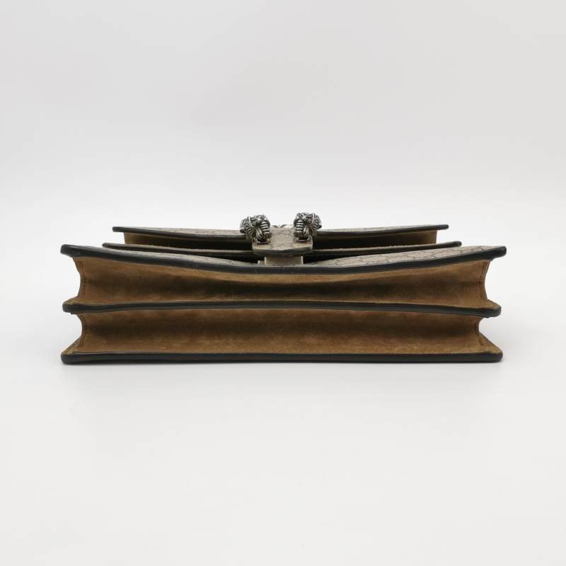 Gucci Dionysus酒神包中翻毛皮GG老花雙虎頭搭扣單肩包-5