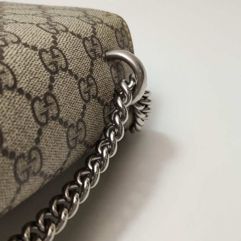 Gucci Dionysus酒神包中翻毛皮GG老花雙虎頭搭扣單肩包-12