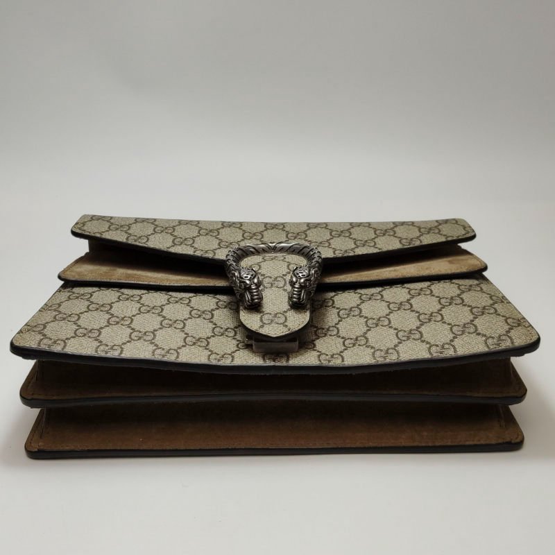 Gucci Dionysus酒神包中翻毛皮GG老花雙虎頭搭扣單肩包-13