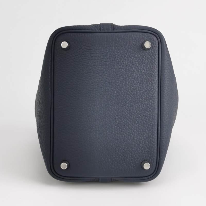 Hermes Picotin菜籃包18手提包Clemence(TC)牛皮銀扣71法國藍2Z午夜藍Z刻-5