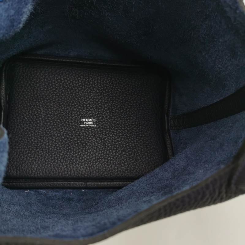 Hermes Picotin菜籃包18手提包Clemence(TC)牛皮銀扣71法國藍2Z午夜藍Z刻-7