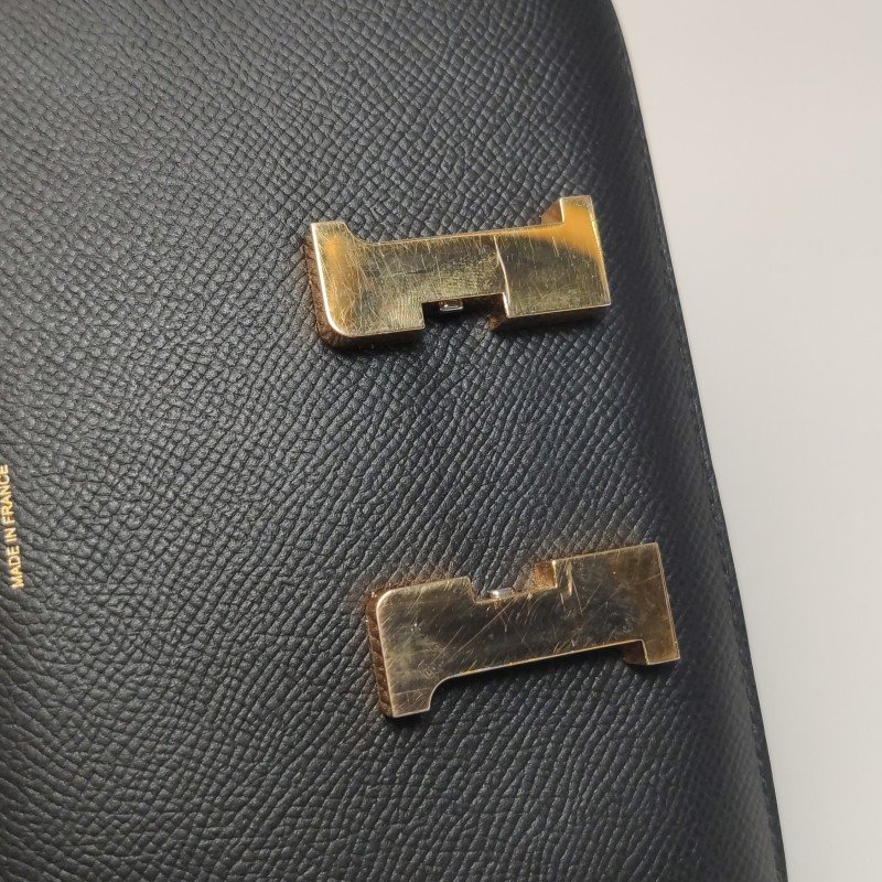 Hermes Constance康康19字母H扣單肩包Epsom牛皮金扣89黑色D刻-11