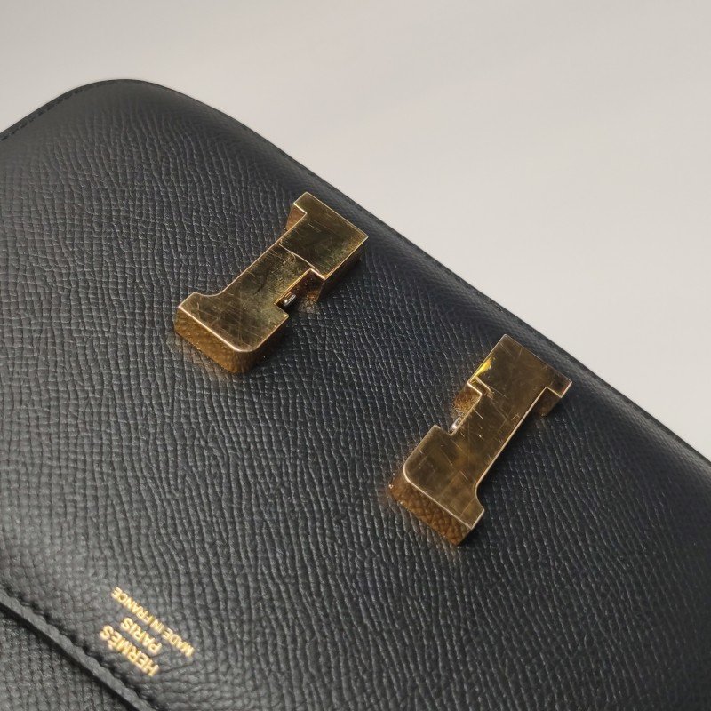 Hermes Constance康康19字母H扣單肩包Epsom牛皮金扣89黑色D刻-18