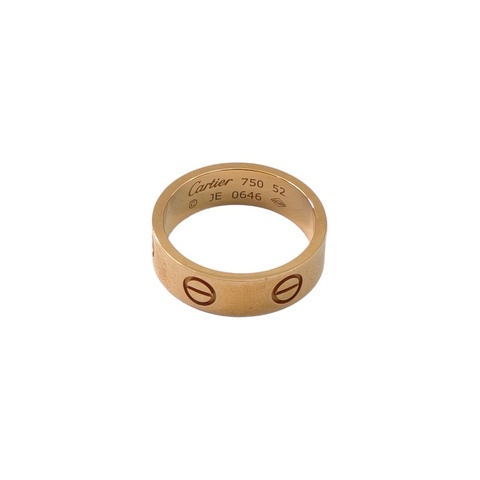 CARTIER LOVE18K金寬版戒指18K玫瑰金52