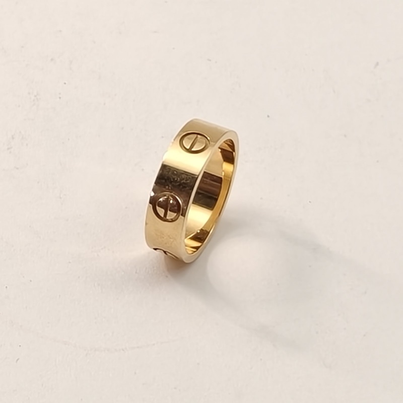 CARTIER LOVE18K金寬版戒指18K玫瑰金52-3