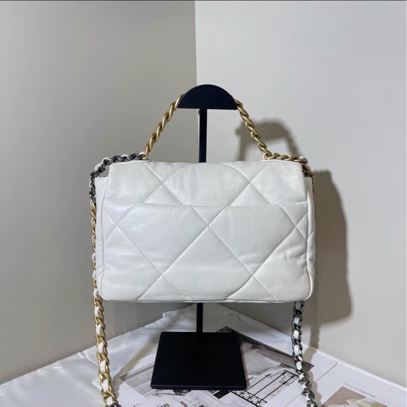 白雪公主來啦❄️99新🆕Chanel香奈兒白金菱格紋小號19bag單肩斜挎手提包-7