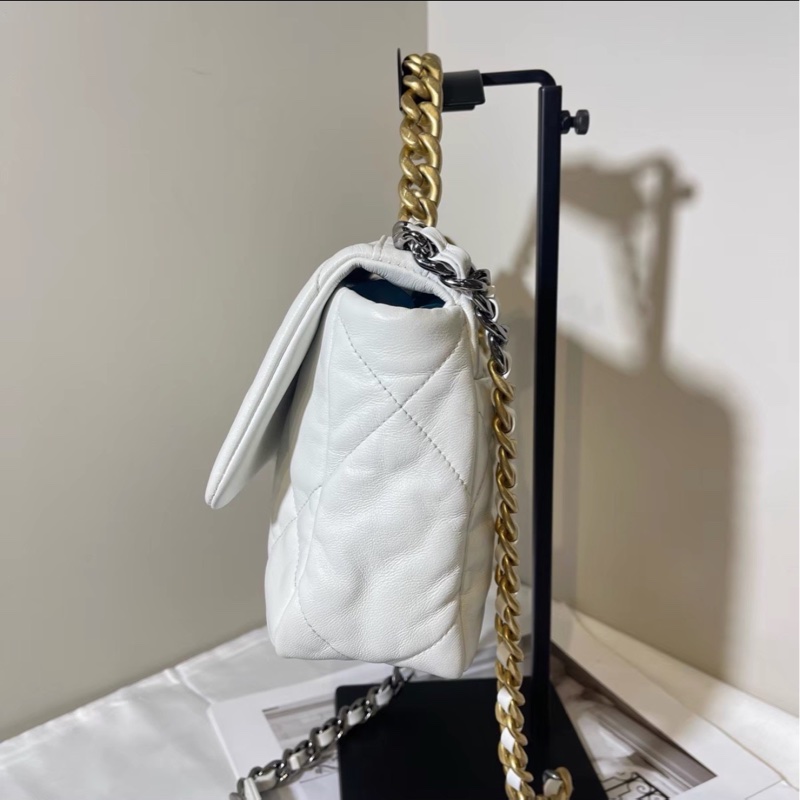 白雪公主來啦❄️99新🆕Chanel香奈兒白金菱格紋小號19bag單肩斜挎手提包-9