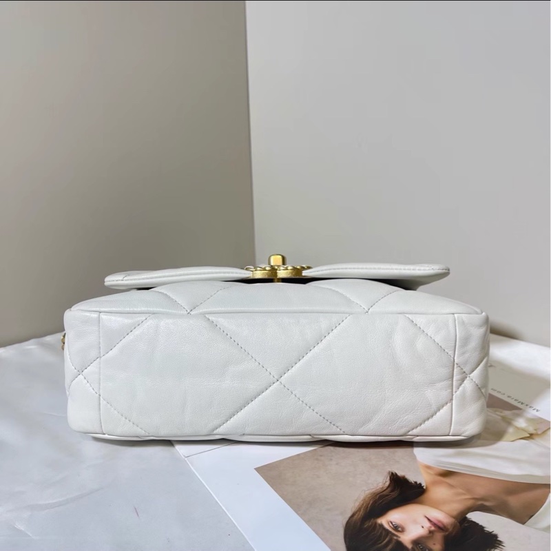 白雪公主來啦❄️99新🆕Chanel香奈兒白金菱格紋小號19bag單肩斜挎手提包-10