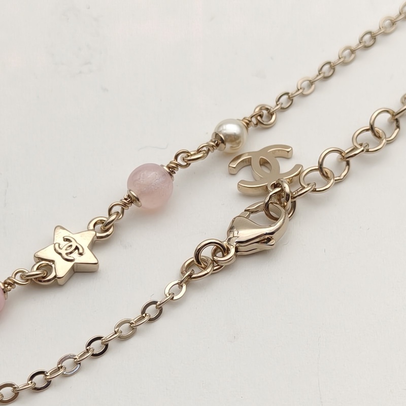 CHANEL 合金26C花朵雙C水鑽項鏈-4