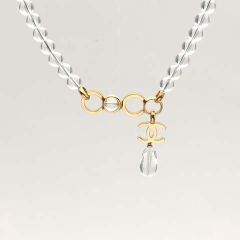 CHANEL 合金24S雙C吊墜水晶項鏈