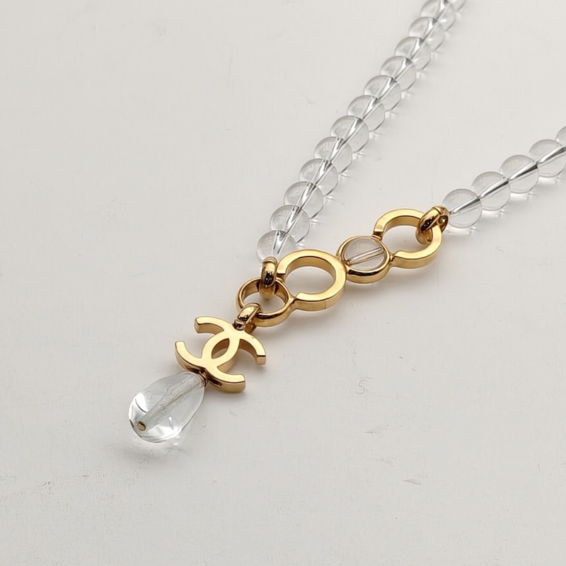 CHANEL 合金24S雙C吊墜水晶項鏈-2