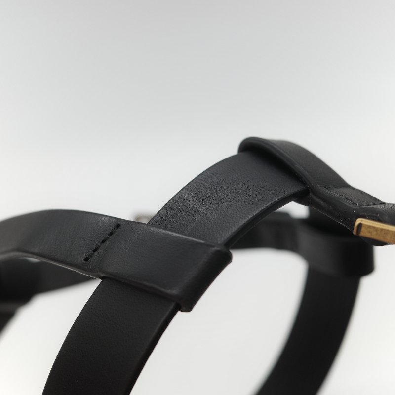 Saint Laurent 聖羅蘭 YSL 金屬 Logo 復古銅金 黑色牛皮 平底涼鞋-15