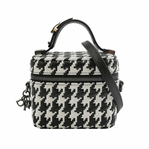 Dior Lady Dior戴妃包迷你牛皮拼色字母Logo吊飾斜背包