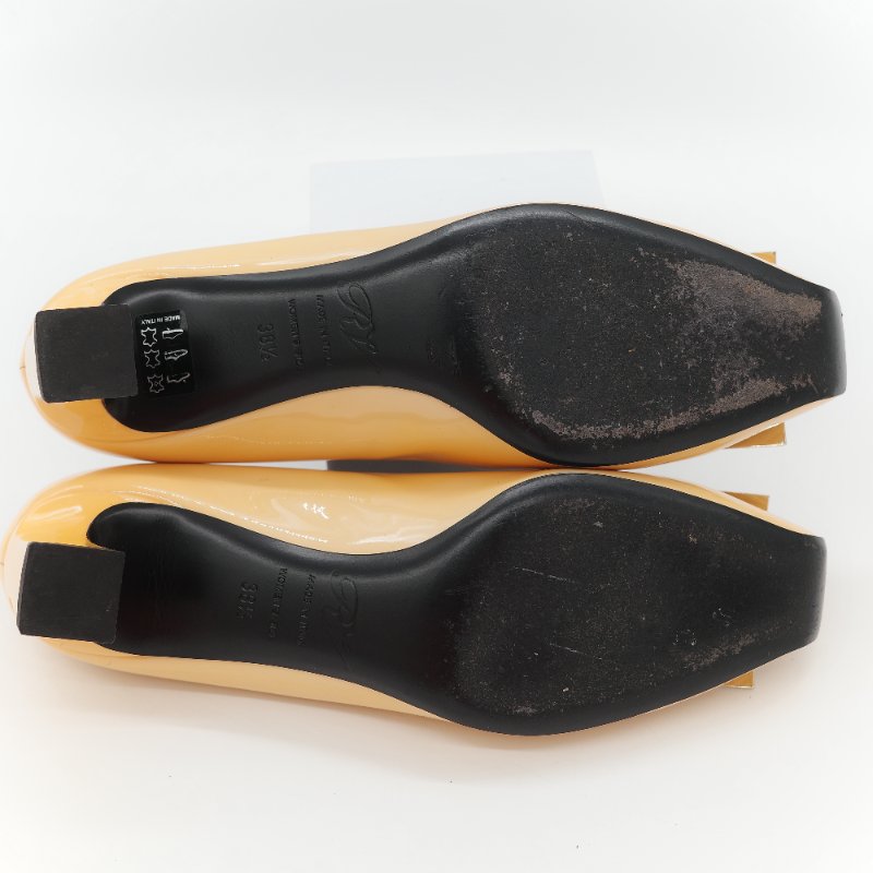 Roger Vivier Belle Vivier Pumps In Patent Leather 裸色 漆皮金色方釦粗跟低跟鞋-26