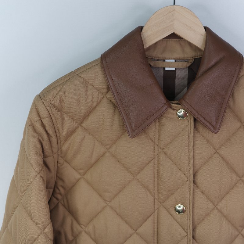 Burberry 巴寶莉 Lanford 棕色 尼龍 牛皮領口 夾克外套-2