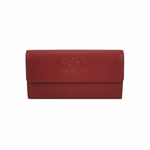 Chanel牛皮純色雙Clogo皮夾