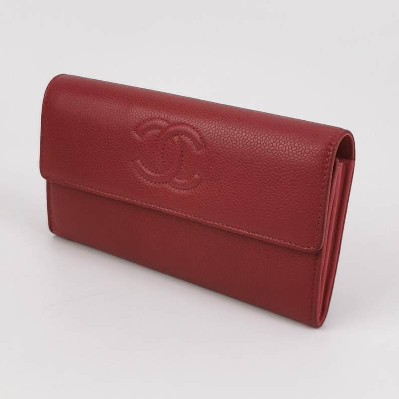 Chanel牛皮純色雙Clogo皮夾-1