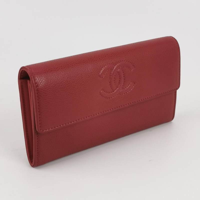 Chanel牛皮純色雙Clogo皮夾-2