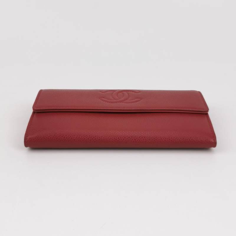 Chanel牛皮純色雙Clogo皮夾-4